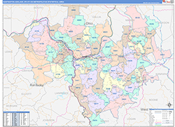 Huntington-Ashland Metro Area Wall Map Color Cast Style 2026